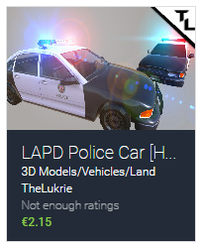 TheLukrie Unity Asset Pack, LAPD Police Car, Unity3D