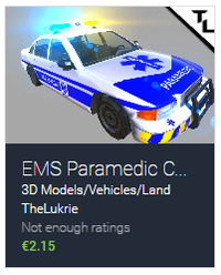 TheLukrie Unity Asset Pack, EMS Paramedic Car Blue, Unity3D