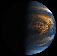 Bewegungen der Venuswolken in einer Zeitspanne von 30 Stunden, aufgenommen von Akatsuki in ultraviolettem Licht. Im Gegensatz zu den meisten anderen Planeten, dreht sie sich im Uhrzeigersinn, also nach links.