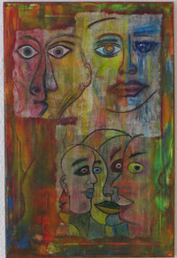 Xxl Leinwand Bild 100x100x5 Abstraktes Gesicht Gemalde Wandbild