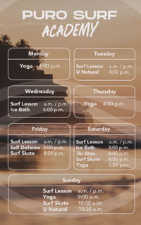 Puro Surf Timetable