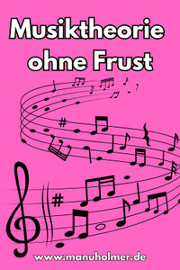 Schwarze Musiknoten auf pinkem Hintergrund