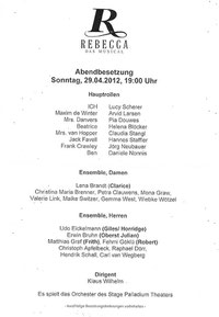 Cast list for April 29th 2012
