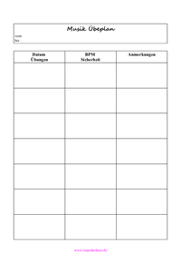 Musik Übeplan PDF kostenlos