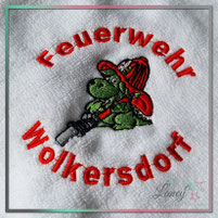 Bestickung Babyhandtücher mit Logo Feuerwehr von Stickerei LaneyART