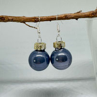 Druckatelier46 Christbaumkugeln fürs Ohr rauchblau schimmernd