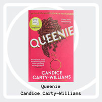 Book cover of Queenie by Candice Carty-Williams with blog and books logo as background