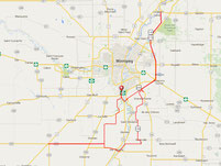 Route map for the Gravel Parkway 200. A long-distance cycling brevet of the Manitoba Randonneurs.