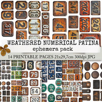 WEATHERED NUMERICAL PATINA EPHEMERA PACK
