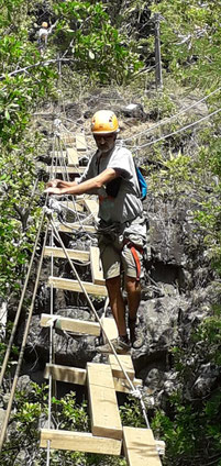 Reunion Island/South/Saint Pierre: adventure park including climbing, crossing canyons and zip lining