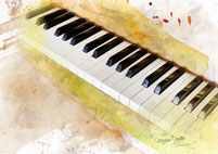 Klavier modern mit Aquarellhinterggrund