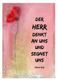 christliche Karten, Mohn der Herr denkt an uns und segnet uns
