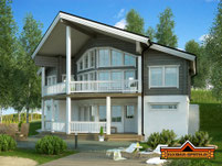 Holzhaus in Blockbauweise - Architektenhaus als Hanghaus - Wohnblockhaus - Energiesparhaus - Blockhaus bauen - Blockhausbau - Energiesparhaus - Niedrigenergiehaus - Einfamilienhaus