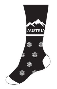 Plüschsocken Austria, Schneeflocken, schwarz