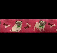 Band 47 -  Mops Hund rosa by Ribbon Adorable Pug Jessica Jones 22mm