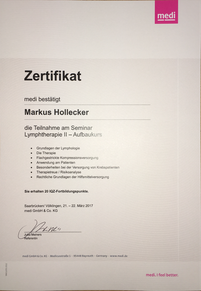 Lymphologie II Zertifikat Markus Hollecker