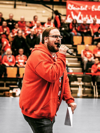 Thomas Stüber als Hallensprecher bei den Eulen Ludwigshafen