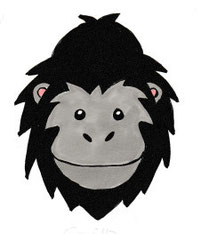 Gorilla Zeichnung Kinderpullover Applikation GOTS 