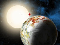 Die Mega-Erde aus Gestein ist ein bislang unbekannter Planetentyp. Foto: David A. Aguilar/CfA/EurekAlert