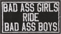 Bad ass girls ride bad ass boys, Biker Rocker Aufnäher Patch Abzeichen
