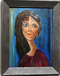 acrylic painting on panel "A woman's inner struggle" approx. 24x18 cm.