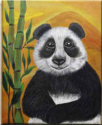 Acrylic painting on canvas "Panda bear" approx. 30x24 cm.