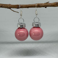 Druckatelier46 Ohrschmuck Christbaumkugeln rosa schimmernd