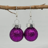Druckatelier46 Ohrschmuck Weihnachtskugeln lila glitzer