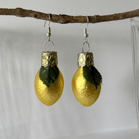 Druckatelier46 Ohrschmuck Zitrone Glas gelb matt