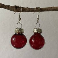 Druckatelier46 - Ohrschmuck Christbaumkugeln dunkles rot transparent