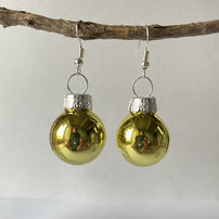 Druckatelier46 Ohrschmuck Weihnachtskugeln gelb glänzend
