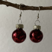 Druckatelier46 - Ohrhänger Weihnachtskugeln dunkelrot glänzend