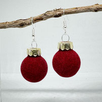 Druckatelier46 Ohrhänger Christbaumkugeln Filz bordeaux