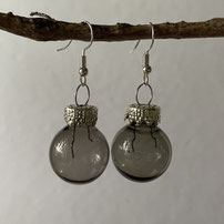 Druckatelier46 - Ohrschmuck Christbaumkugeln rauchfarbig transparent
