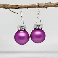 Druckatelier46 Ohrhänger Christbaumkugeln Rosa dunkel matt