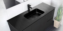 MONTANA Matte Black Solid Surface basin tops.  Available in 750, 900, 1200mm