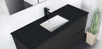 SARAH BLACK SPARKLE Stone Tops. Available in 750, 900, 1000, 1200, 1500, 1800mm