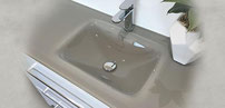 MAMBO SLATE tempered glass basin tops.  Available in 600, 750, 900, 1200, 1500mm