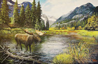 Elch am Fluss 40 x 60
