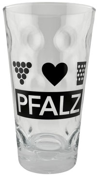 Pfalz Dubbeglas 0,5 L mit Weintrauben & Herz 
