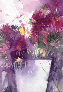 violette Blumen expressives Aquarell