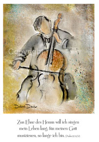 Christliche Karten, Cellospieler , Zur Ehre des Herrn will ich singen, meinem Gott musizieren