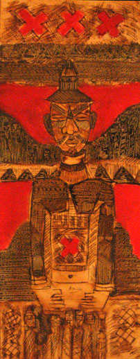 Le protecteur, 80x35 cm, mixed media on peper.
