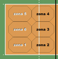 immagine per individuare le zone confinanti tra loro del campo di pallavolo