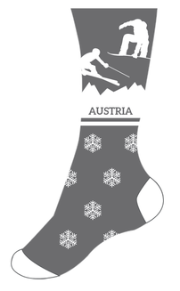 Plüschsocken Austria, Skifahrer, grau