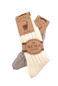 Socken mit Alpaka Wolle, gestrickt, kuschelig warm