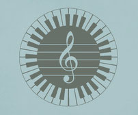 61 Piano keys around a circle with a treble clef in the middle.