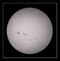 Sonnenflecken am 6.Juli 2014, Newton 1000/200, Baader Sonnenfilter-Folie