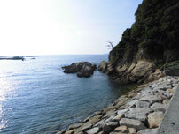 特牛漁港 岩場の写真