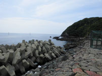 角島 尾山港 外波止・付け根付近岩場の写真
